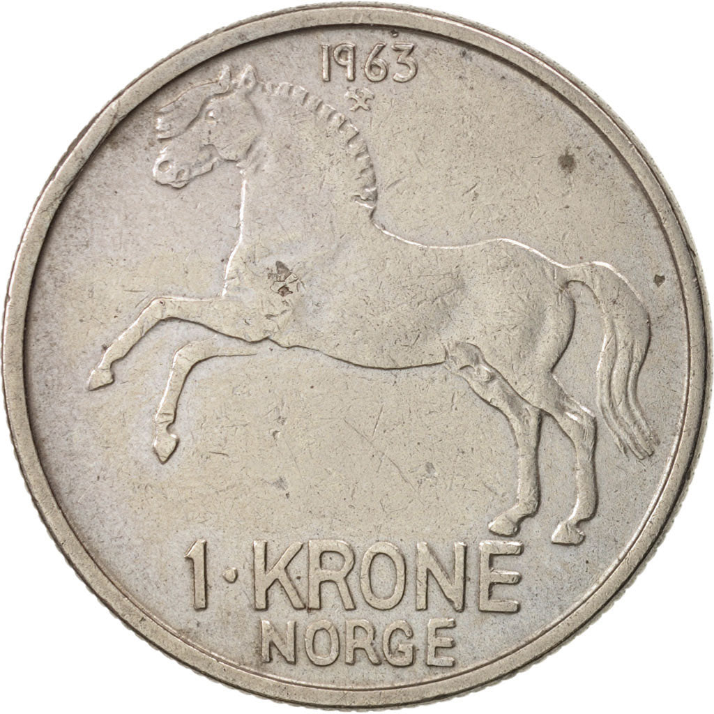 Norway, Olav V, Krone, 1963, AU(50-53), Copper-nickel, KM:409