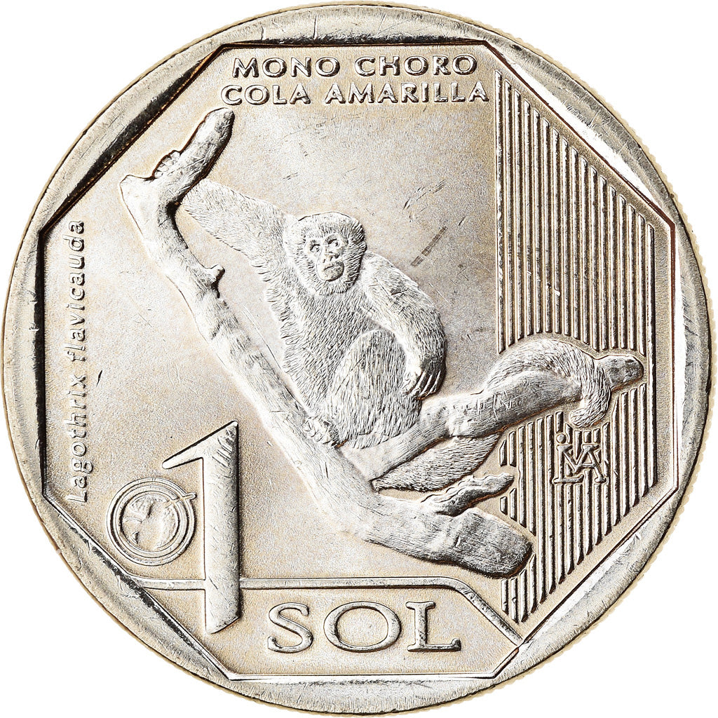 Moeda, Peru, Sol, 2019, Lima, Singes - Lagotriche à queue jaune, MS(63)