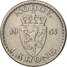 Norway, Haakon VII, Krone, 1954, AU(50-53), Copper-nickel, KM:397.2