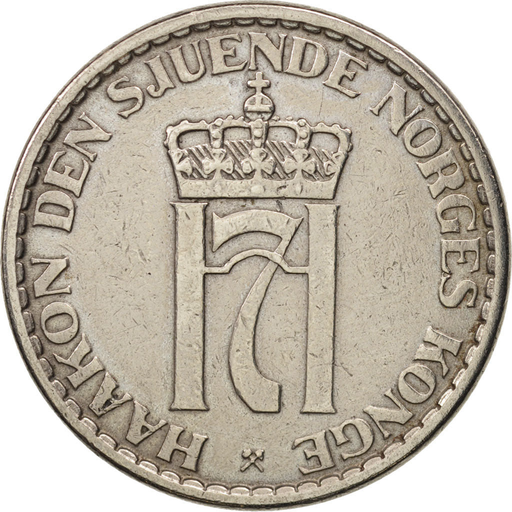 Norway, Haakon VII, Krone, 1954, AU(50-53), Copper-nickel, KM:397.2