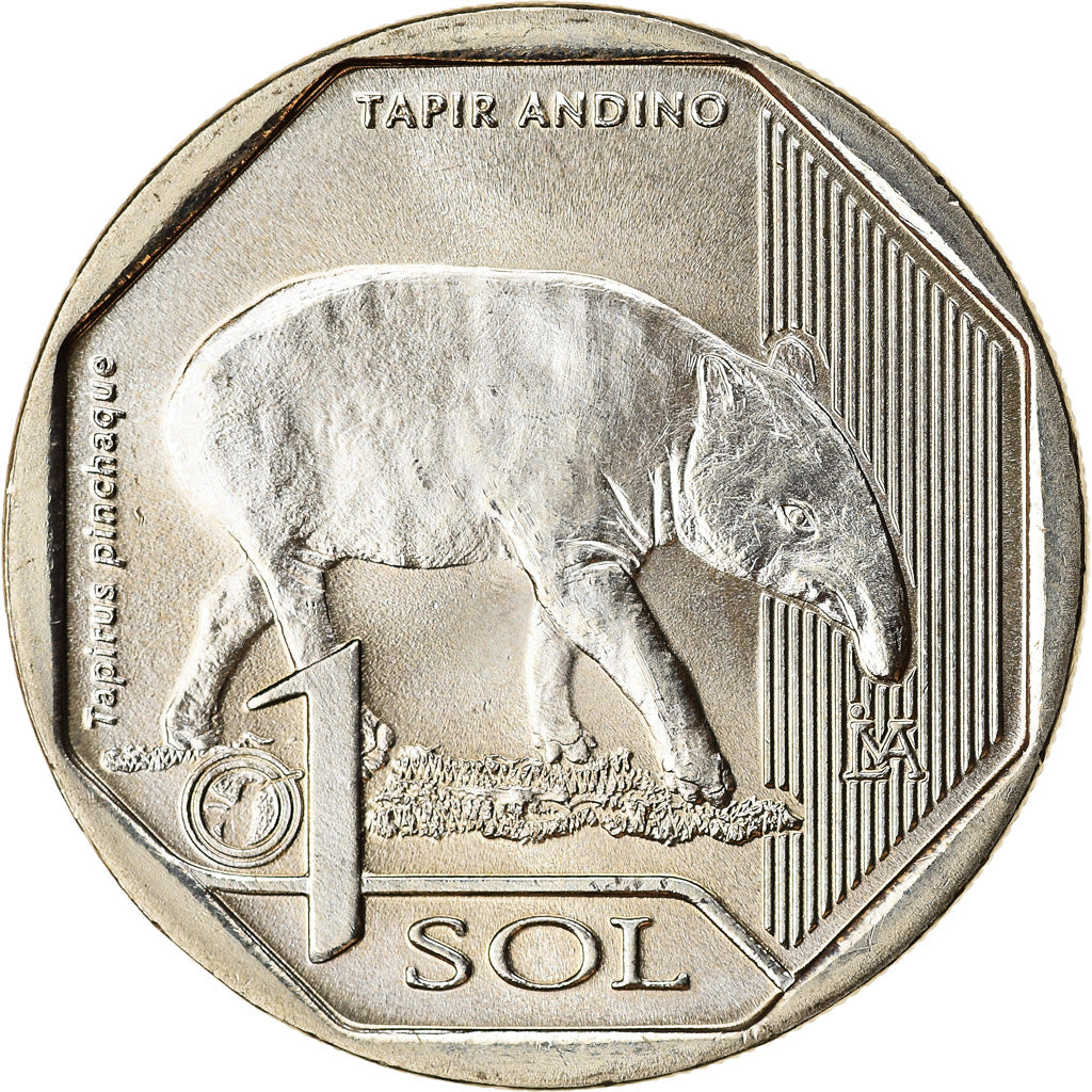Moneda, Perú, Sol, 2018, Lima, Tapir des Andes, SC, Níquel - latón