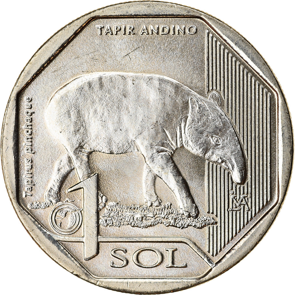 Moneda, Perú, Sol, 2018, Lima, Tapir des Andes, SC, Níquel - latón