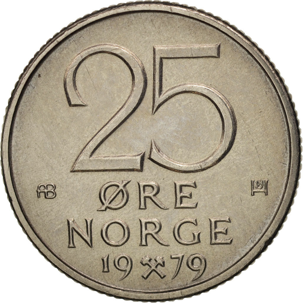 Norway, Olav V, 25 Öre, 1979, AU(50-53), Copper-nickel, KM:417