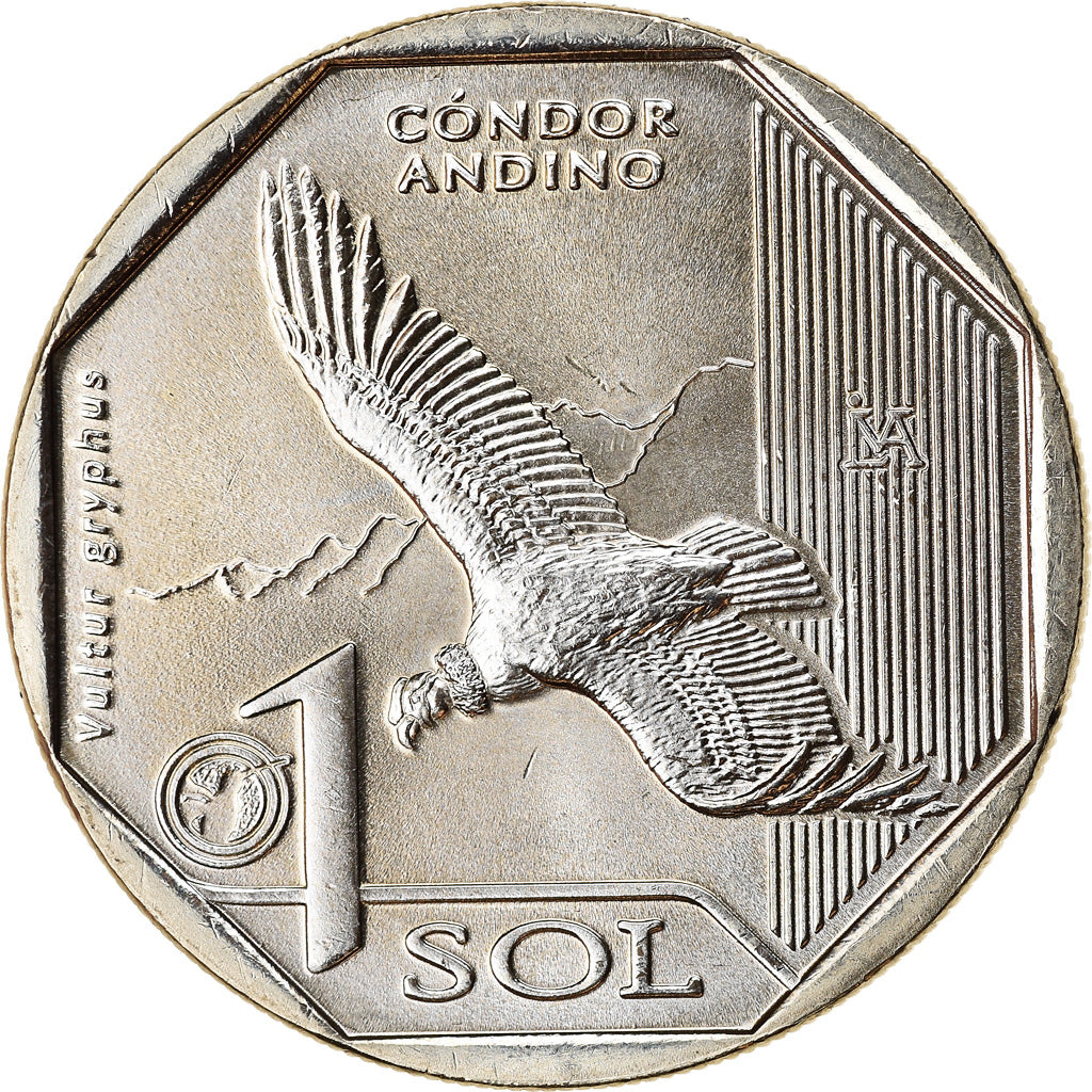 Coin, Peru, Sol, 2017, Lima, Oiseaux - Condor des Andes, MS(63), Nickel-brass