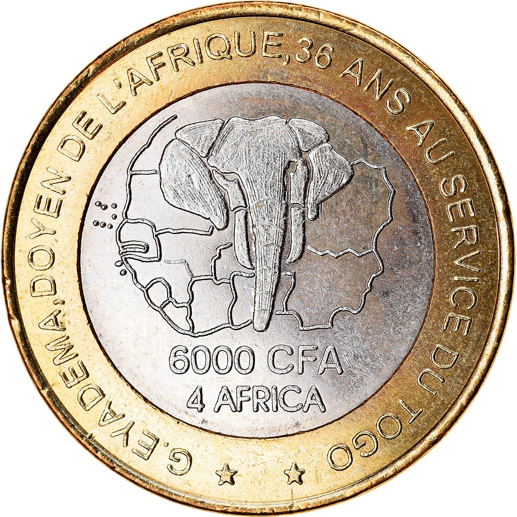 Moneda, Togo, 6000 CFA, 2003, Paris, Président Gnassingbé Eyadema, SC