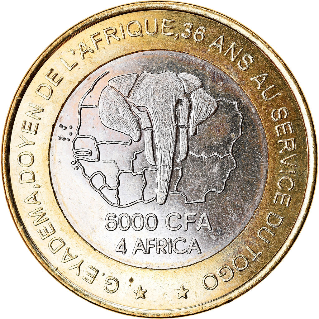 Coin, Togo, 6000 CFA, 2003, Paris, Président Gnassingbé Eyadema, MS(63)