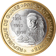 Münze, Guinea, 6000 CFA, 2003, Président Lansan Conté, UNZ, Bi-Metallic