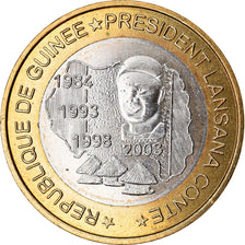 Coin, Guinea, 6000 CFA, 2003, Président Lansan Conté, MS(63), Bi-Metallic