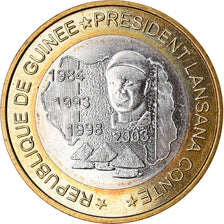 Coin, Guinea, 6000 CFA, 2003, Président Lansan Conté, MS(63), Bi-Metallic