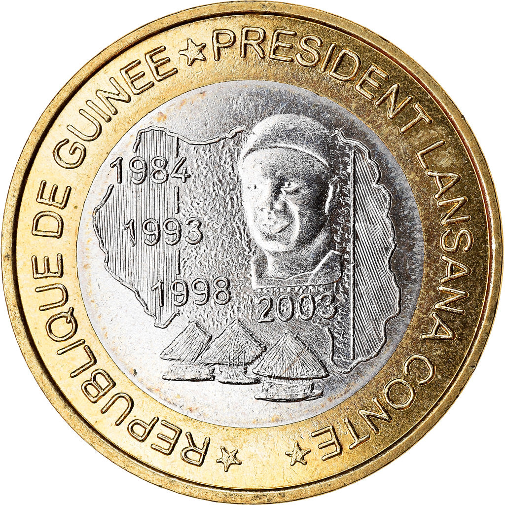 Moneta, Guinea, 6000 CFA, 2003, Président Lansan Conté, SPL, Bi-metallico