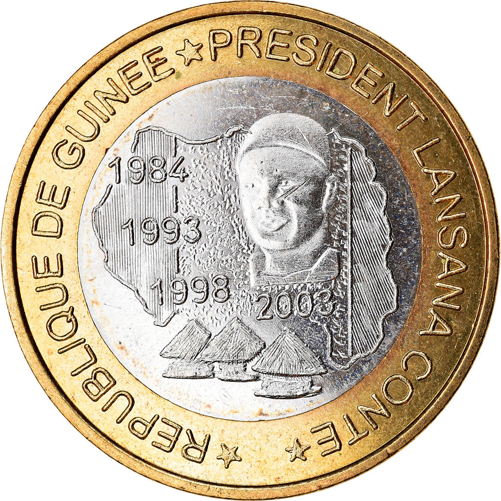 Moneta, Guinea, 6000 CFA, 2003, Président Lansan Conté, SPL, Bi-metallico