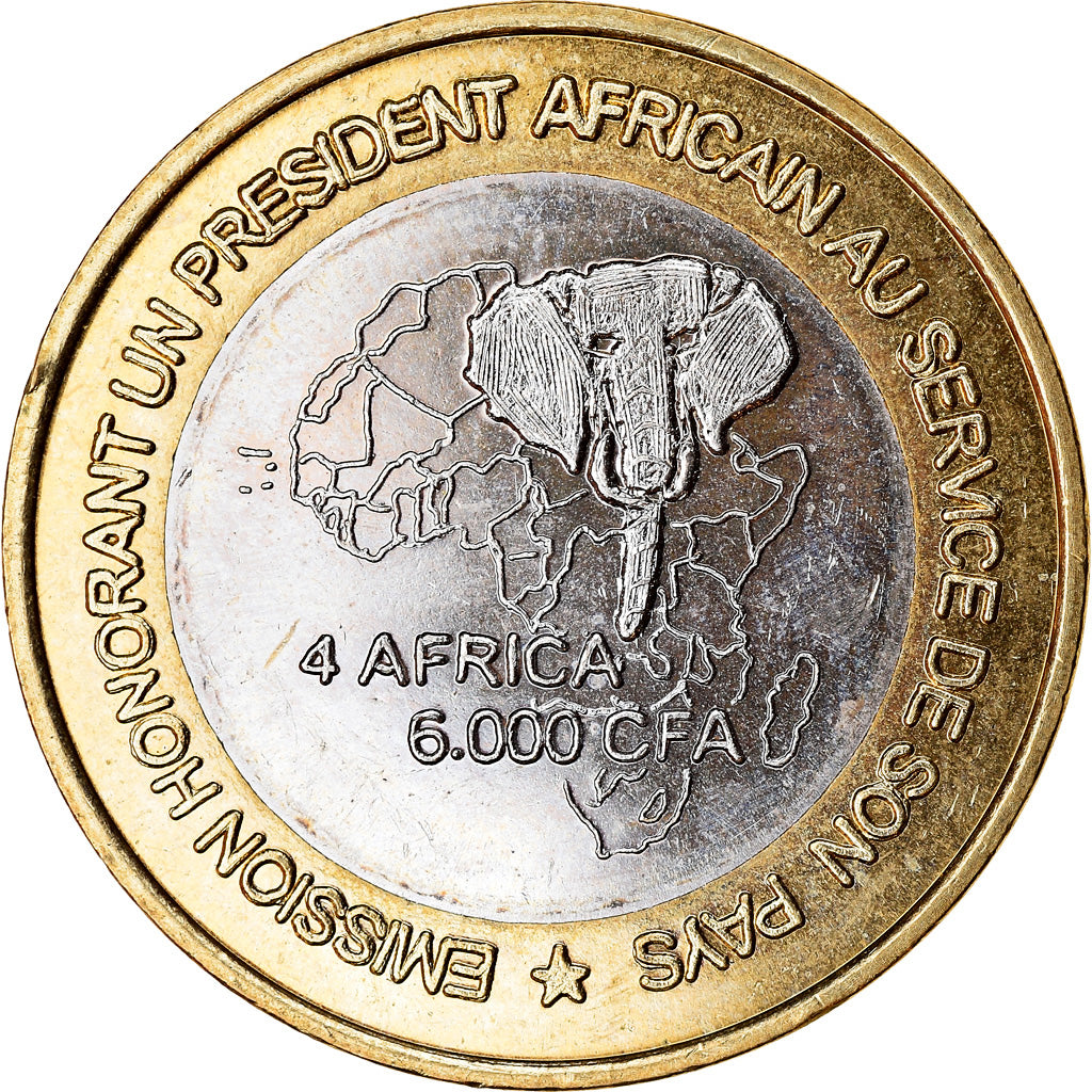 Moneta, Camerun, 6000 CFA, 2003, Président Paul Biya, SPL, Bi-metallico