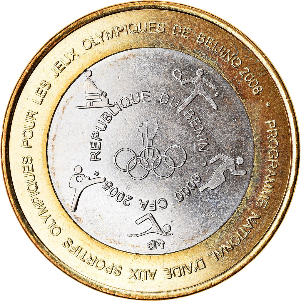 Coin, Benin, IDAO, 6000 CFA, 2005, Jeux Olympiques de Pékin, MS(63)