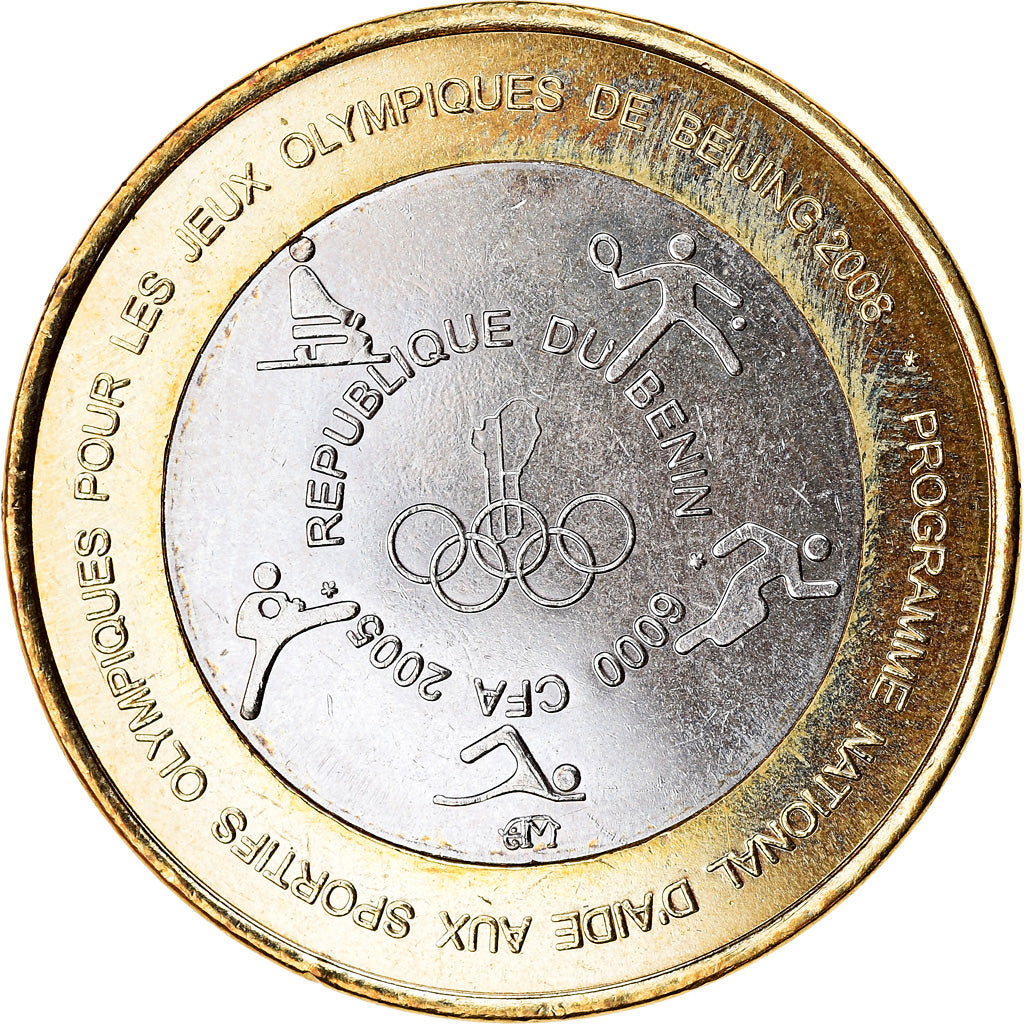 Coin, Benin, IDAO, 6000 CFA, 2005, Jeux Olympiques de Pékin, MS(63)