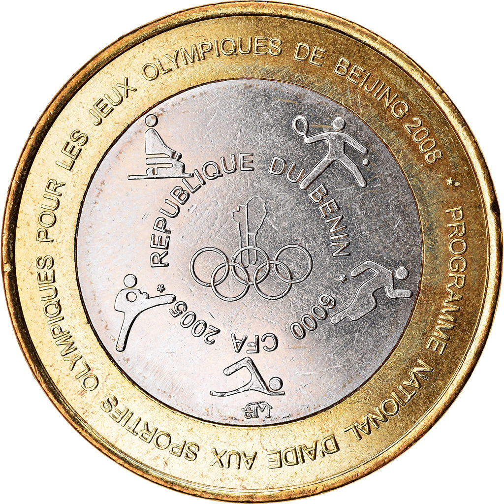 Coin, Benin, IDAO, 6000 CFA, 2005, Jeux Olympiques de Pékin, MS(63)