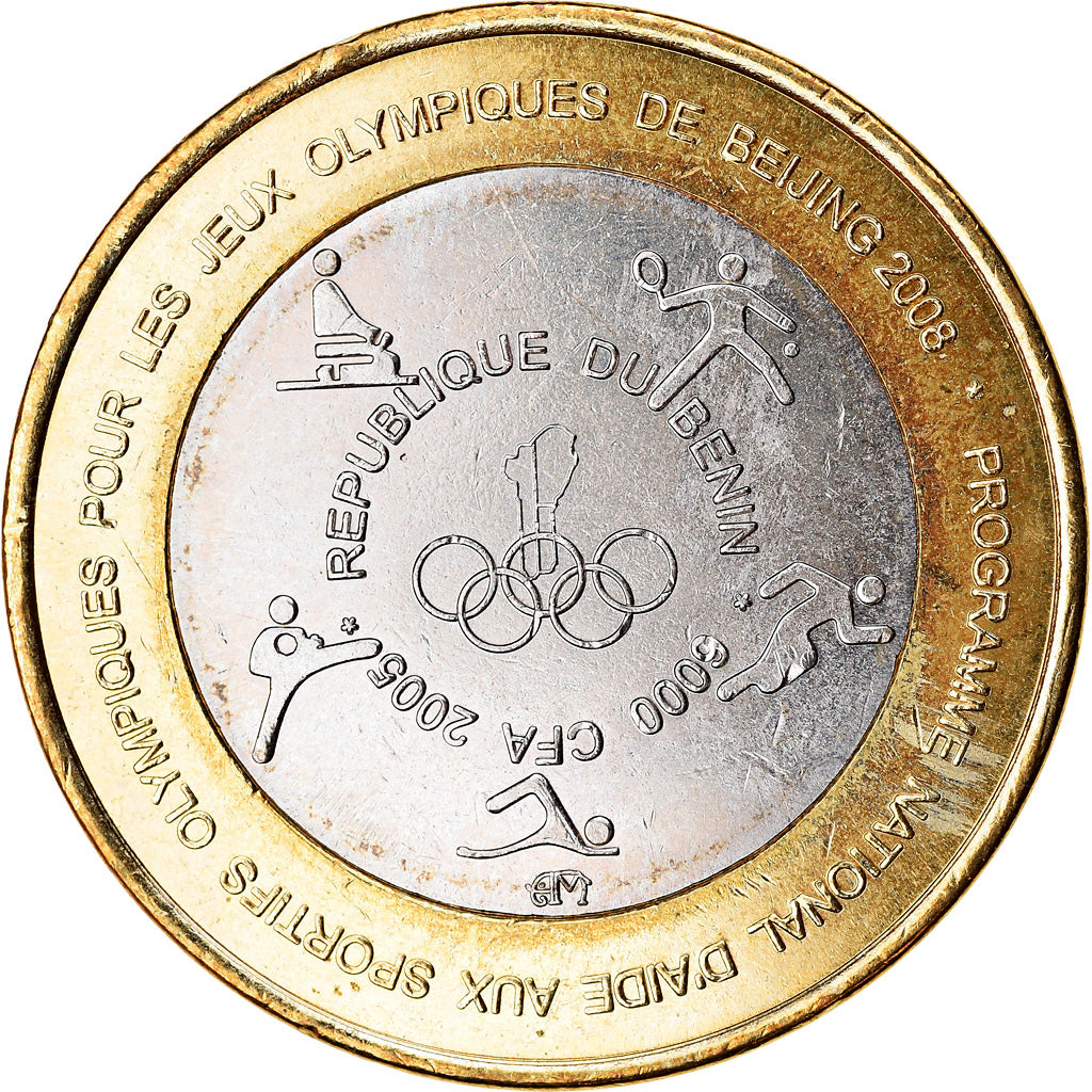 Coin, Benin, IDAO, 6000 CFA, 2005, Jeux Olympiques de Pékin, MS(63)