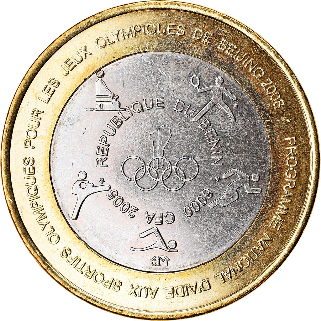 Monnaie, Benin, IDAO, 6000 CFA, 2005, Jeux Olympiques de Pékin, SPL
