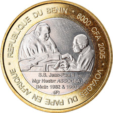 Coin, Benin, IDAO, 6000 CFA, 2005, Pape Jean Paul II, MS(63), Bi-Metallic