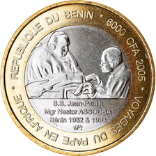 Coin, Benin, IDAO, 6000 CFA, 2005, Pape Jean Paul II, MS(63), Bi-Metallic