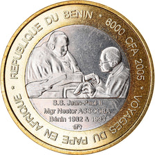 Coin, Benin, IDAO, 6000 CFA, 2005, Pape Jean Paul II, MS(63), Bi-Metallic
