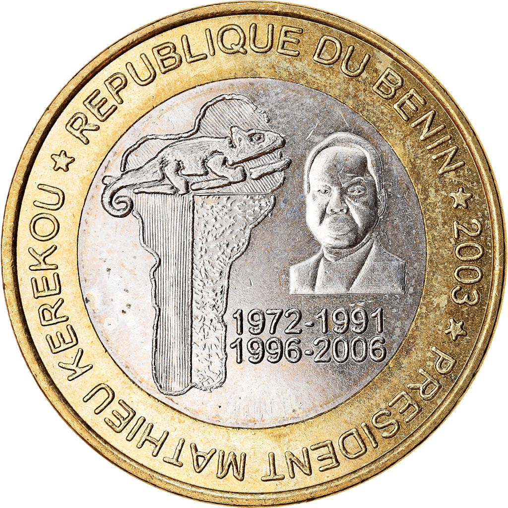 Moneta, Benin, 6000 CFA, 2003, Président Mathieu Kerekou, SPL, Bi-metallico