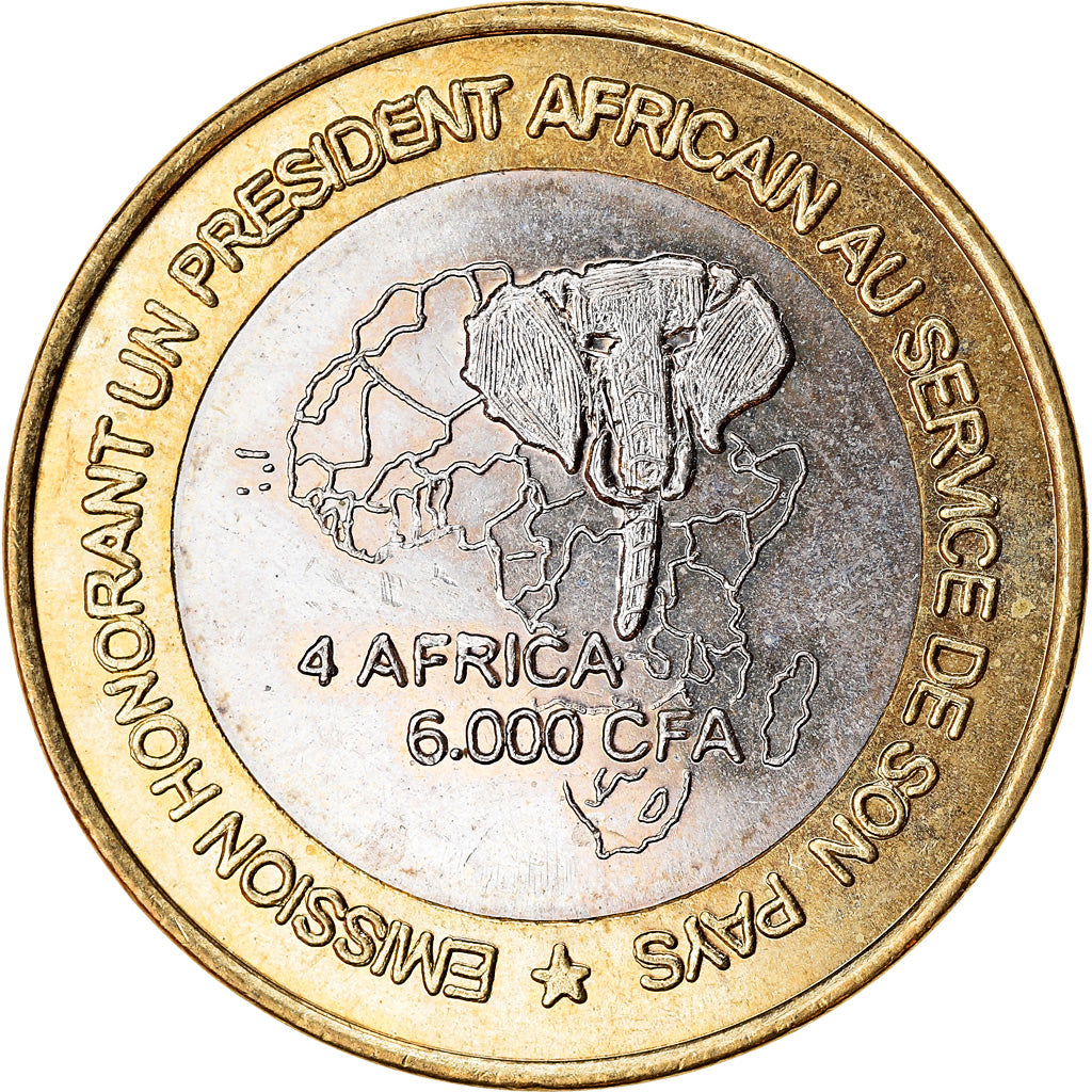 Moneta, Benin, 6000 CFA, 2003, Président Mathieu Kerekou, SPL, Bi-metallico