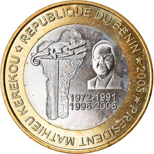 Münze, Benin, 6000 CFA, 2003, Président Mathieu Kerekou, UNZ, Bi-Metallic