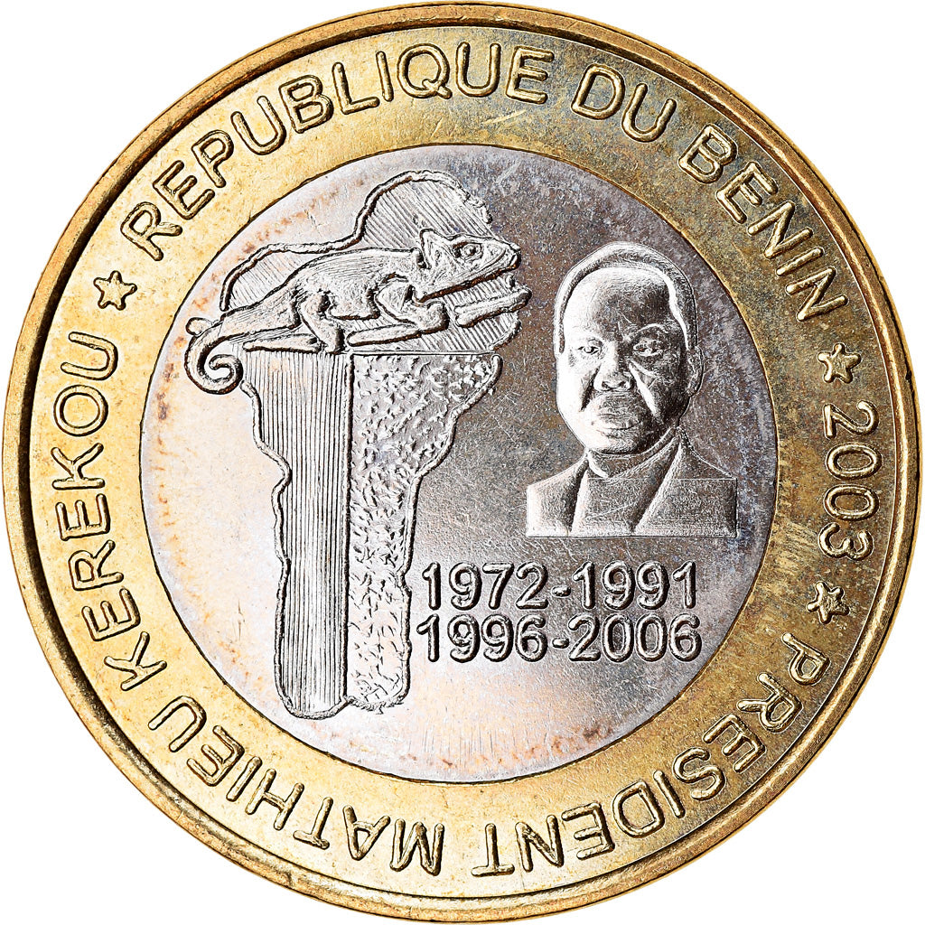 Moneta, Benin, 6000 CFA, 2003, Président Mathieu Kerekou, SPL, Bi-metallico