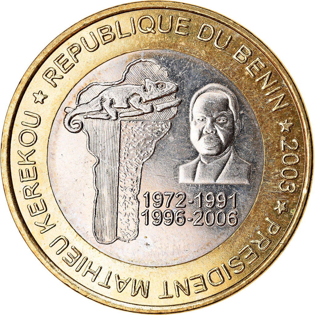 Moneta, Benin, 6000 CFA, 2003, Président Mathieu Kerekou, SPL, Bi-metallico