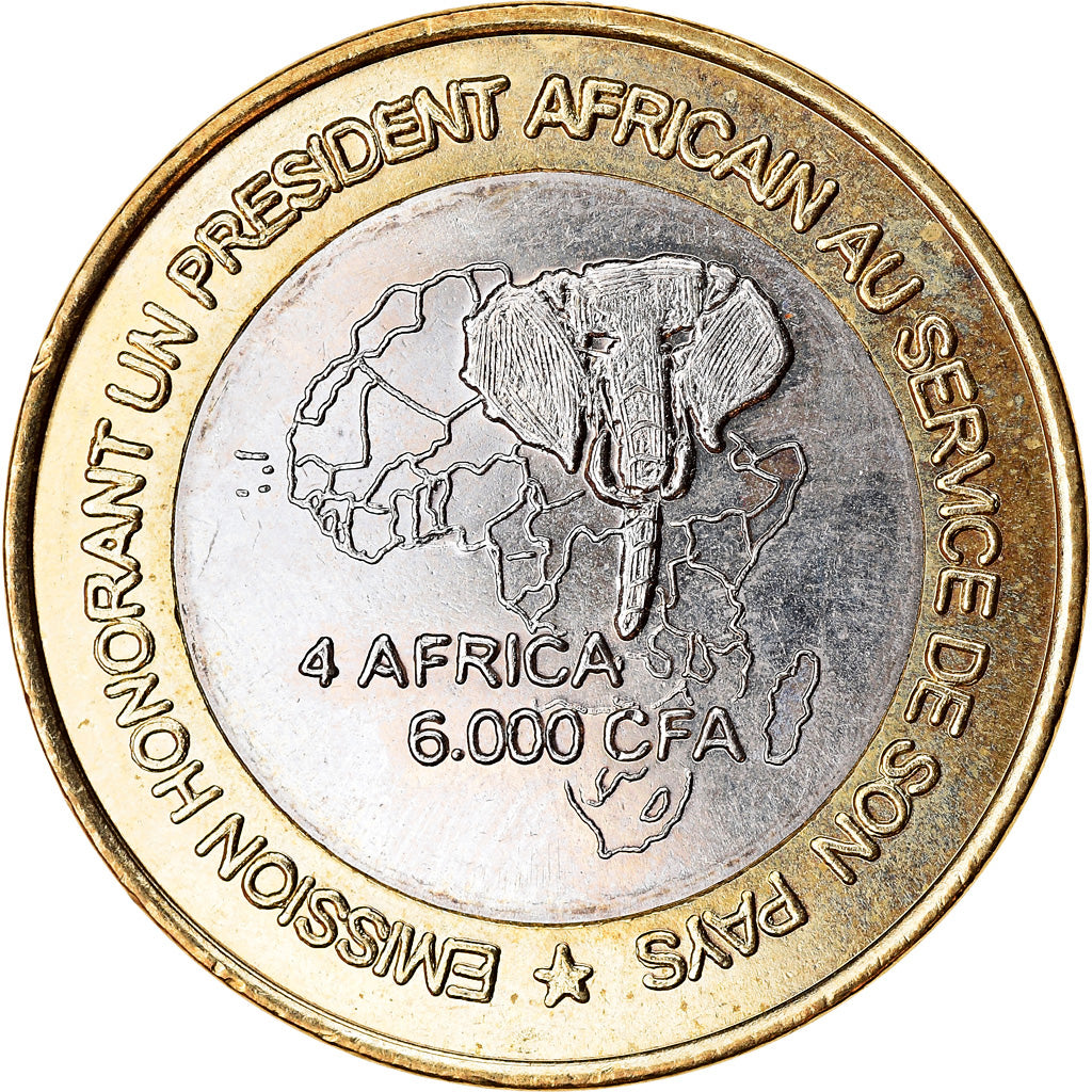 Moneta, Benin, 6000 CFA, 2003, Président Mathieu Kerekou, SPL, Bi-metallico