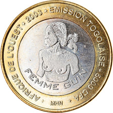Moneda, Togo, IDAO, 6000 CFA, 2003, Femme Guin, SC, Bimetálico
