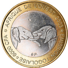 Moneta, Togo, IDAO, 6000 CFA, 2003, Eléphant, SPL, Bi-metallico