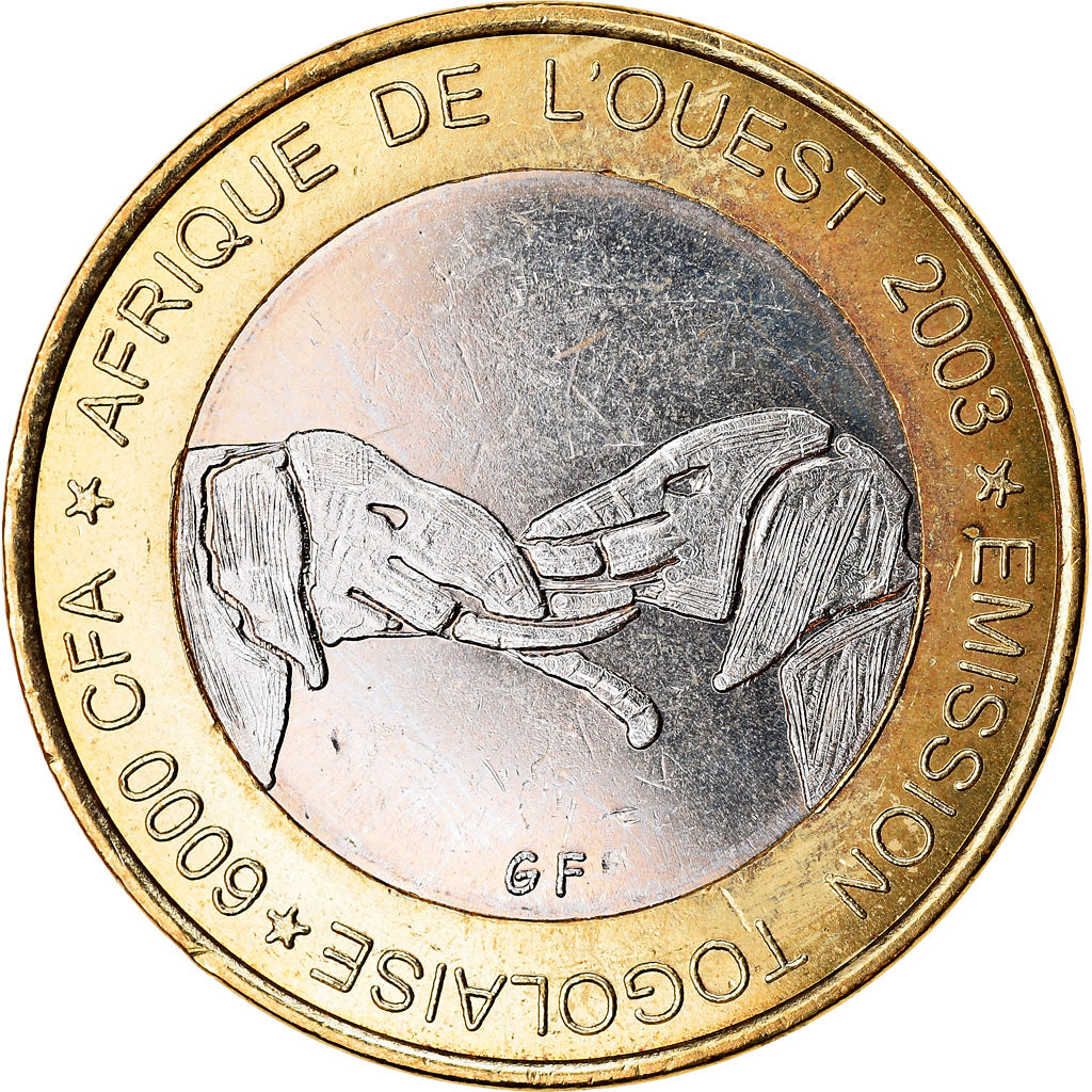 Münze, Togo, IDAO, 6000 CFA, 2003, Eléphant, UNZ, Bi-Metallic