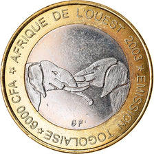 Münze, Togo, IDAO, 6000 CFA, 2003, Eléphant, UNZ, Bi-Metallic