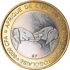 Moneta, Togo, IDAO, 6000 CFA, 2003, Eléphant, SPL, Bi-metallico
