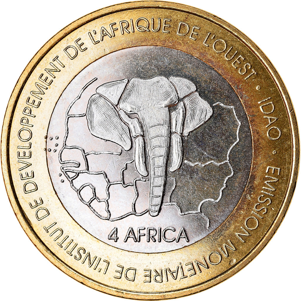 Moneta, Togo, IDAO, 6000 CFA, 2003, Eléphant, SPL, Bi-metallico