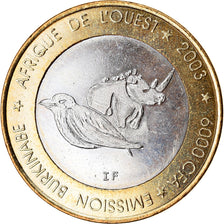 Monnaie, Burkina Faso, IDAO, 6000 CFA, 2003, Rhinocéros, SPL, Bi-Metallic