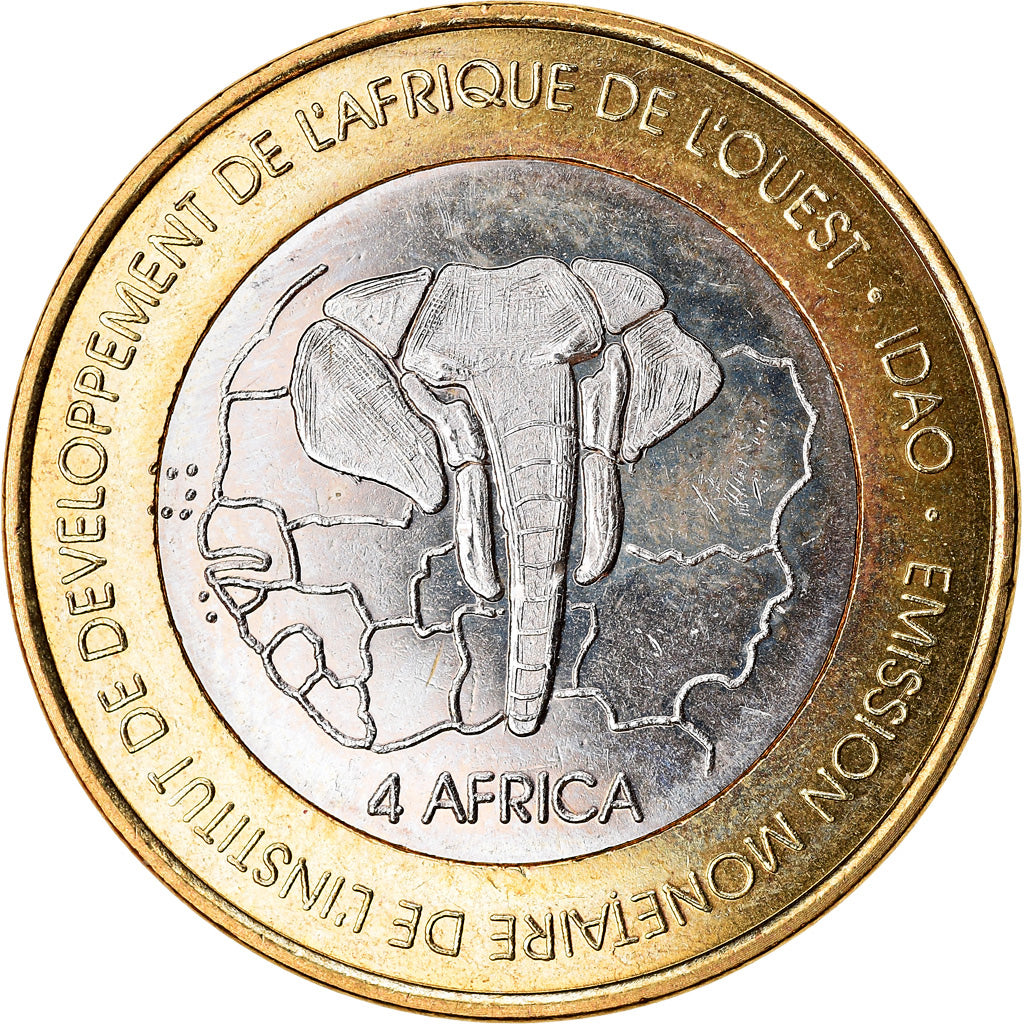 Coin, Burkina Faso, IDAO, 6000 CFA, 2003, Rhinocéros, MS(63), Bi-Metallic