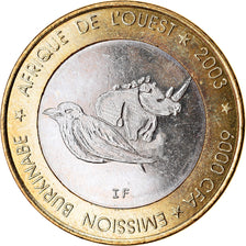 Moneda, Burkina Faso, IDAO, 6000 CFA, 2003, Rhinocéros, SC, Bimetálico