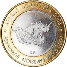 Coin, Burkina Faso, IDAO, 6000 CFA, 2003, Rhinocéros, MS(63), Bi-Metallic