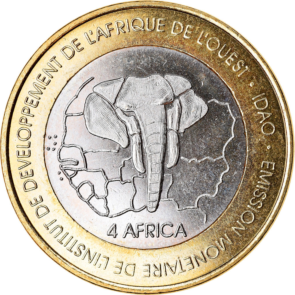 Coin, Burkina Faso, IDAO, 6000 CFA, 2003, Rhinocéros, MS(63), Bi-Metallic