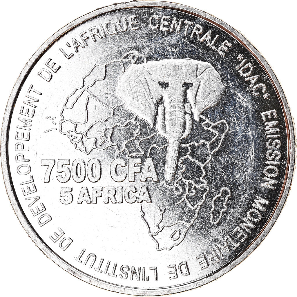 Coin, Cameroon, 7500 CFA-5 Africa, 2006, Paris, Alliances, MS(63), Silver Plated