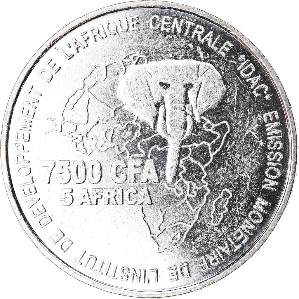 Coin, Cameroon, 7500 CFA-5 Africa, 2006, Paris, Alliances, MS(63), Silver Plated