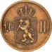 Norvegia, 2 Öre, 1877, BB, Bronzo, KM:353
