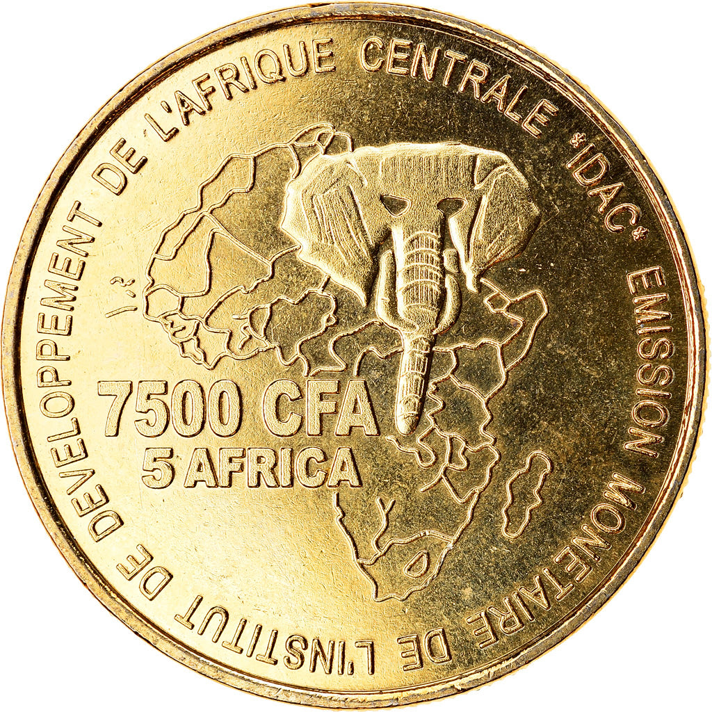 Coin, Cameroon, 7500 CFA-5 Africa, 2005, Paris, Alliances, MS(63), Brass