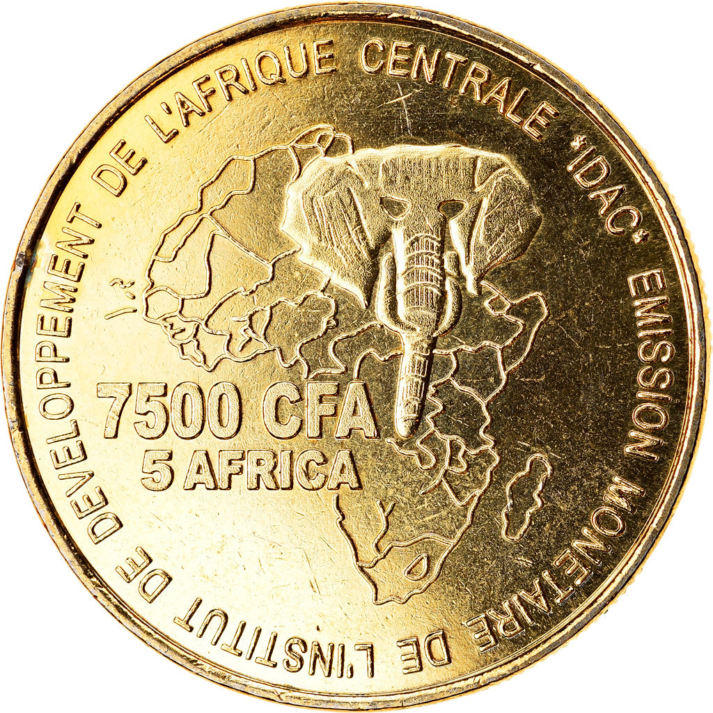 Coin, Cameroon, 7500 CFA-5 Africa, 2005, Paris, Alliances, MS(63), Brass