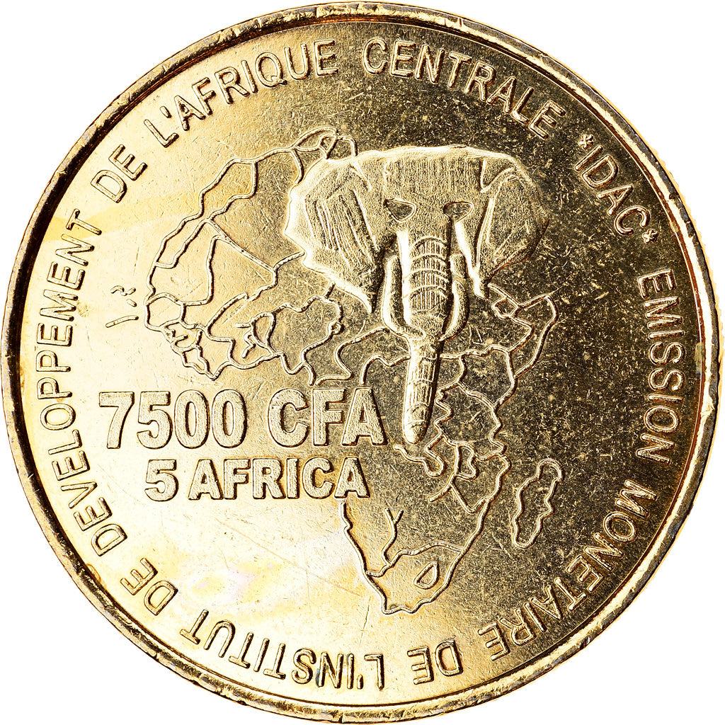 Coin, Cameroon, 7500 CFA-5 Africa, 2005, Paris, Alliances, MS(63), Brass
