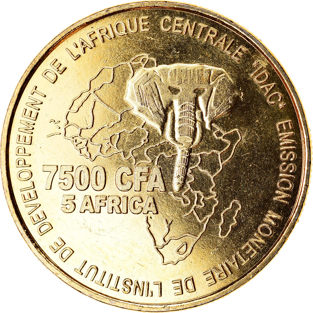 Coin, Cameroon, 7500 CFA-5 Africa, 2005, Paris, Alliances, MS(63), Brass
