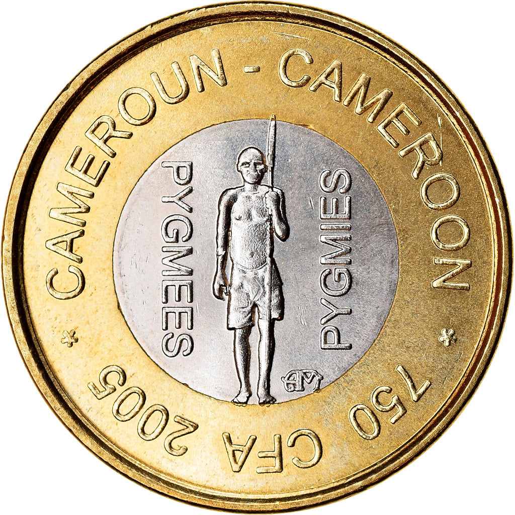 Münze, Kamerun, 750 CFA, 2005, Paris, Pygmées, UNZ, Bi-Metallic