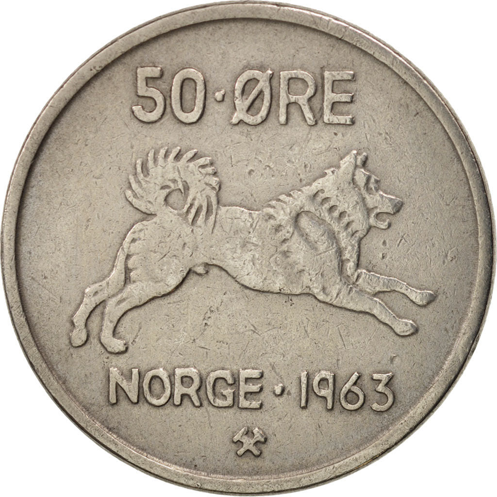 Norway, Olav V, 50 Öre, 1963, EF(40-45), Copper-nickel, KM:408